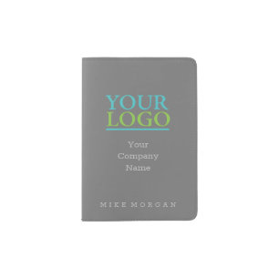 Your Logo, Business Name, DIY Name Monogram Grey Passport Holder