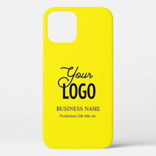 Your Logo  Business Name Etc Bright Yellow iPhone 12 Case