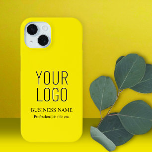 Your Logo & Business Name Etc. Bright Yellow iPhone 15 Case
