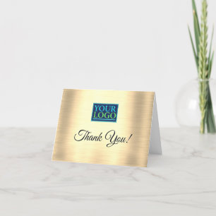 Your Logo, Business Name, Glowing Gold Sequins Tha Letterpress Thank You Card