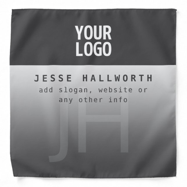 Your Logo, Business Name & Monogram  Bandana (Front)
