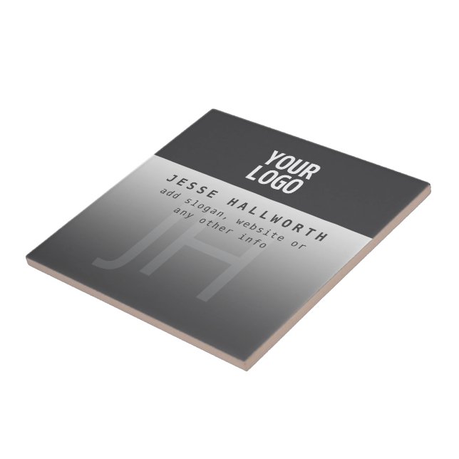 Your Logo, Business Name & Monogram  Ceramic Tile (Side)