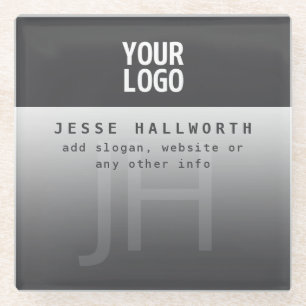 Your Logo, Business Name & Monogram Glass Coaster