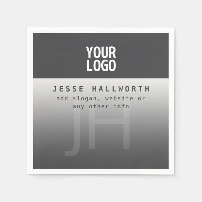 Your Logo, Business Name & Monogram  Napkins (Front)