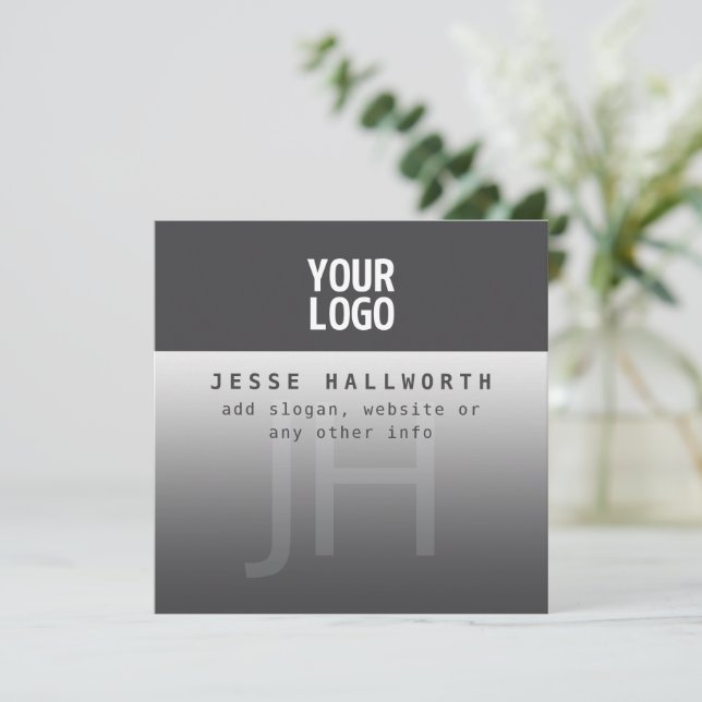 Your Logo, Business Name & Monogram  Note Card (Standing Front)