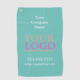Your Logo, Business Name Promo, Customize, Teal Golf Towel