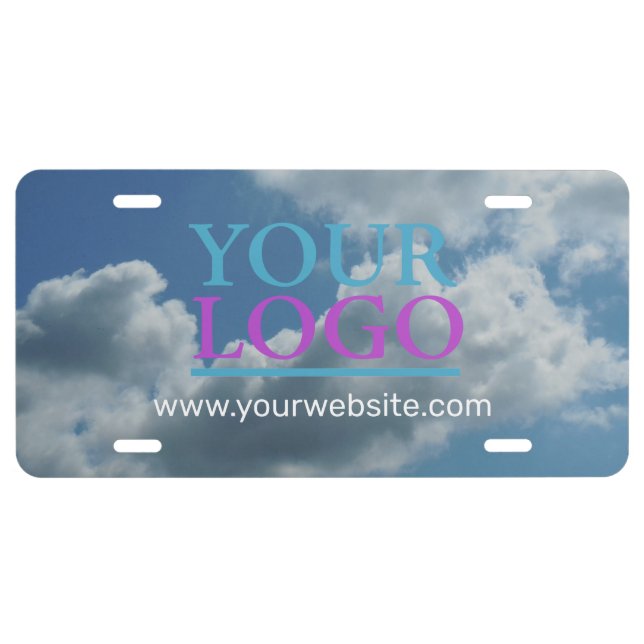 Your Logo, Business Name Promo, DIY Message Clouds License Plate (Front)