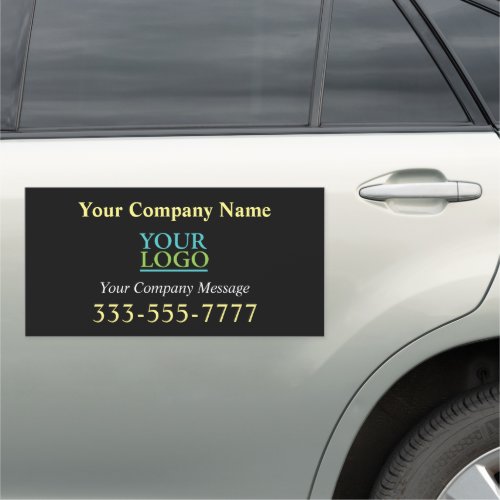 Your Logo Business Name Promo Message Black Car Magnet