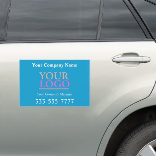 Your Logo Business Name Promo Message Sky Blue Car Magnet