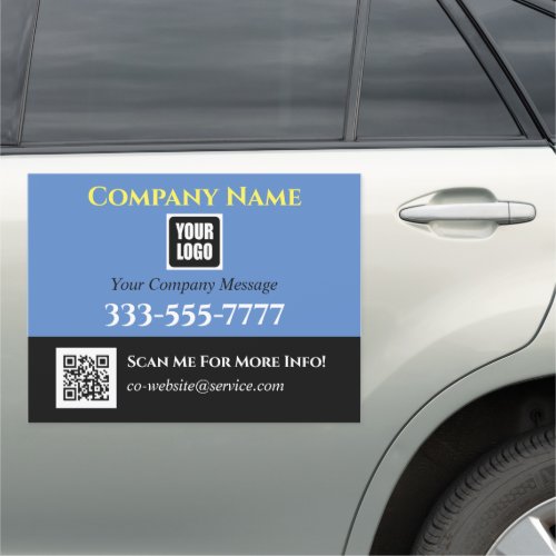 Your Logo Business Name Promo Messages Blue Black Car Magnet
