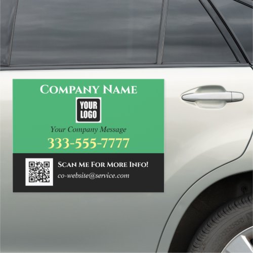 Your Logo Business Name Promo Messages Green Black Car Magnet