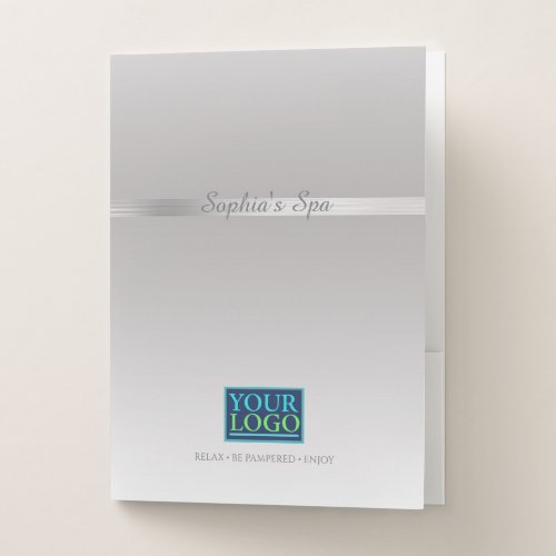 Your Logo Business Name Services Silver Pocket Folder