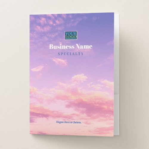 Your Logo Business Name Sunset Sky Pocket Folder