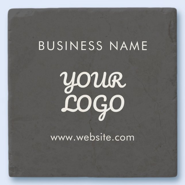 Your Logo Business Name & Website or Slogan Stone Coaster (Creator Uploaded)