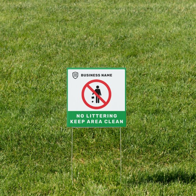 Your Logo Business | No Littering Sign  (Insitu)