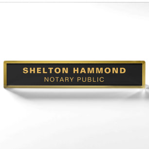 Your Logo Business Notary Public Minimalist Desk Name Plate