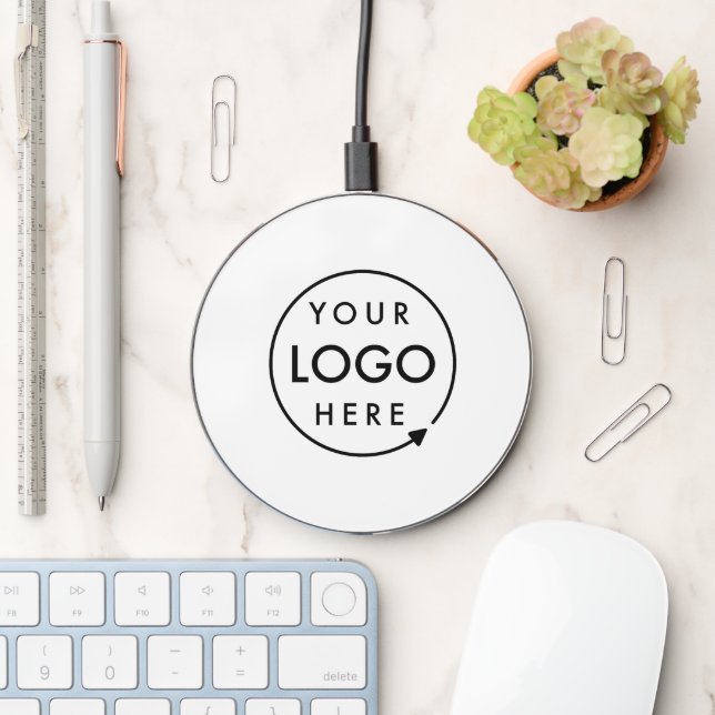 Your Logo Business Professional Minimalist White Wireless Charger (Desk)