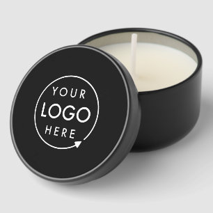 Your Logo Business Professional Modern Black Mini Candle Favors