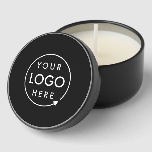 Your Logo Business Professional Modern Black Mini Candle Favors (Corner)