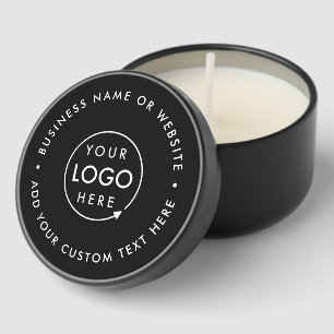 Your Logo Business Professional Modern Black Mini Candle Favors