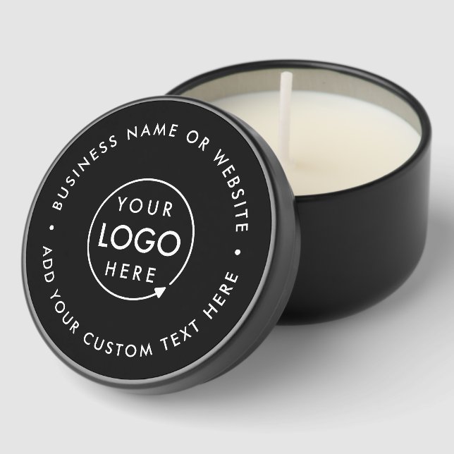 Your Logo Business Professional Modern Black Mini Candle Favors (Corner)