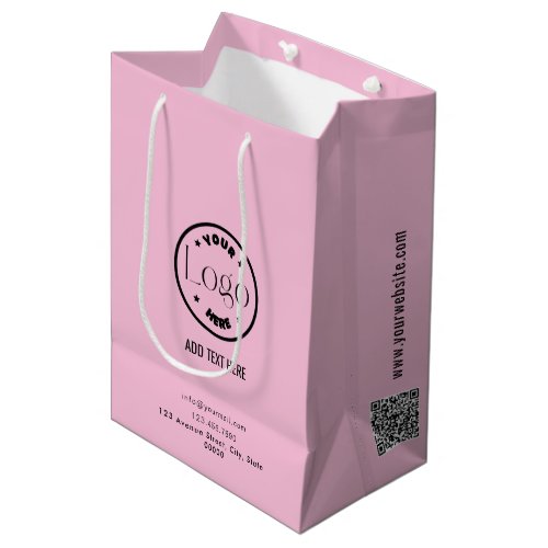 Your Logo Business Professional Pink  QR Code Medium Gift Bag