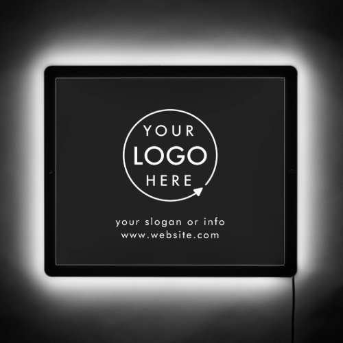 Your Logo Business Professional Stylish Black LED Sign