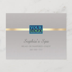 Your Logo, Business Promo, Name Info Silver & Gold Postcard