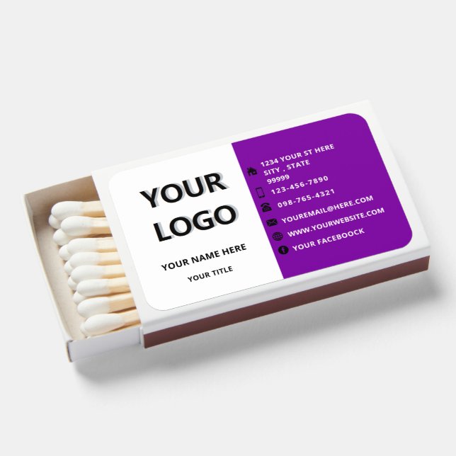 Your Logo Business Promotional Matchboxes Example (Front Open)