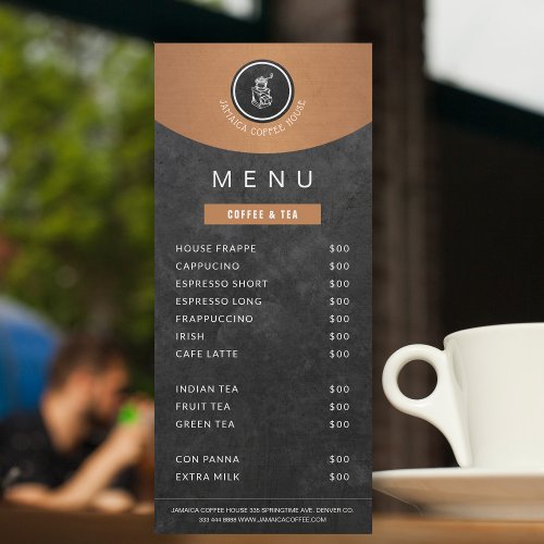 Your logo cafeteria copper black chalkboard menu