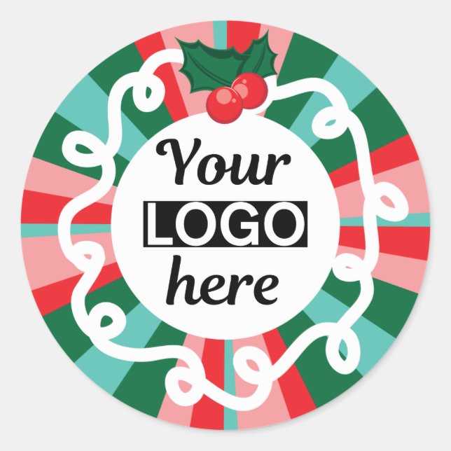 Your Logo Christmas Classic Round Sticker (Front)