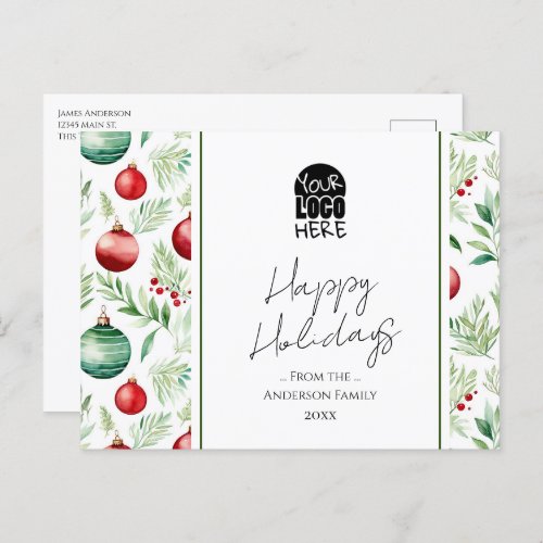 Your Logo Christmas Ornaments Greetings  Postcard