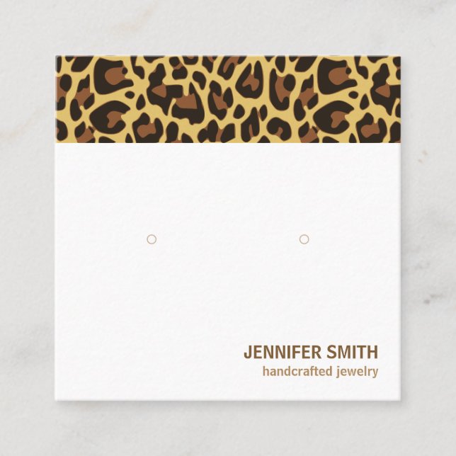 Your Logo Classic Leopard Print Earrings Display Square Business Card (Front)