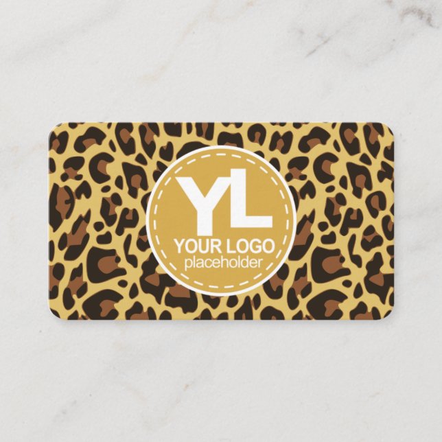 Your Logo Classic Leopard Print Rockabilly Pattern Business Card (Front)
