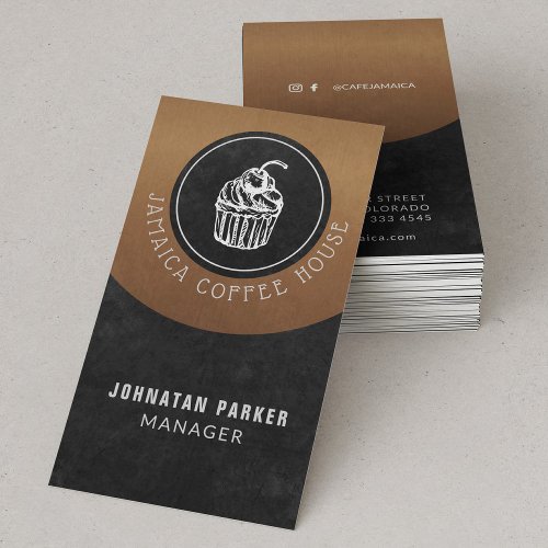 Your Logo Coffee House Manager  Chalkboard Copper Business Card