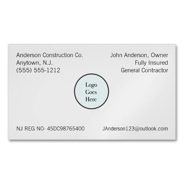 Your Logo Company Information Registration  Business Card Magnet (Front)