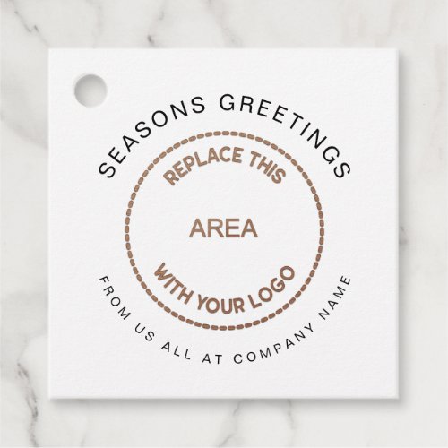 Your logo Company Seasons Greetings Christmas Favor Tags