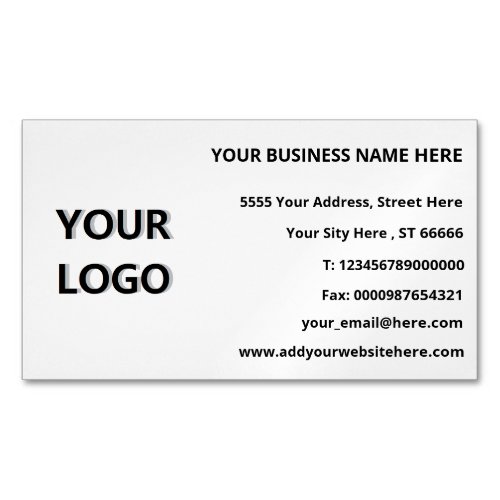 Your Logo Contact Information Business Card Magnet