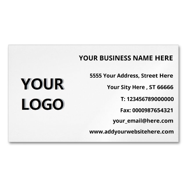 Your Logo Contact Information Business Card Magnet (Front)