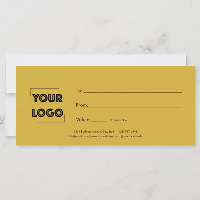 Your Logo Custom Business Gift Certificate (Back)