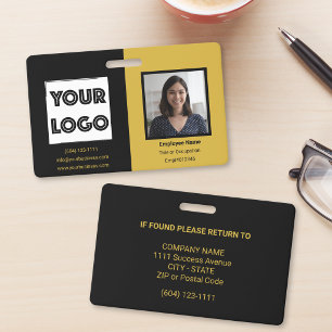 Your Logo Custom Business Gold Black Employee Badge