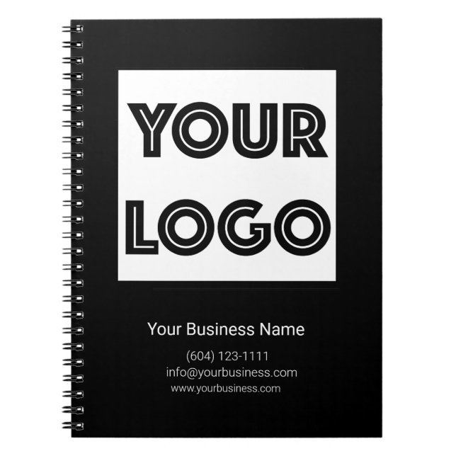  Your Logo Custom Business Marketing Black Notebook (Front)