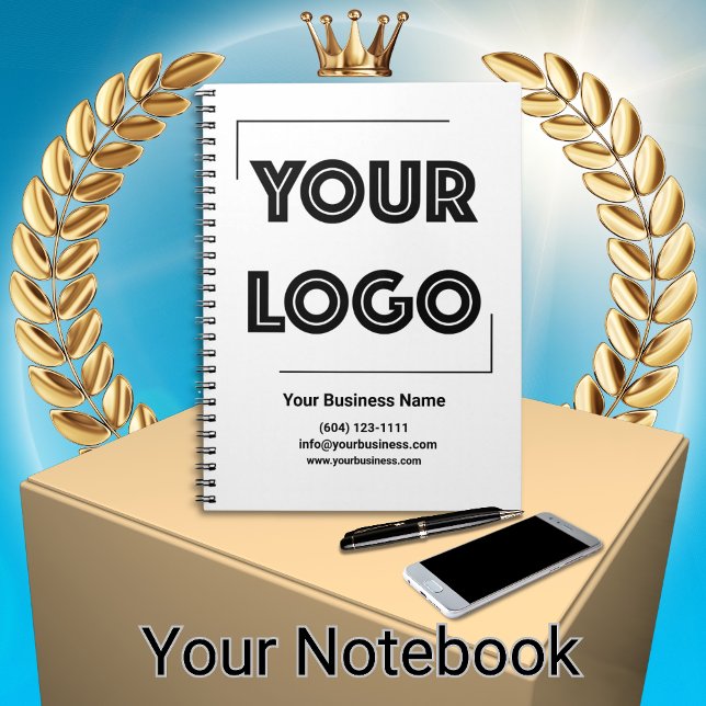 Your Logo Custom Business Marketing Black White Notebook (Creator Uploaded)