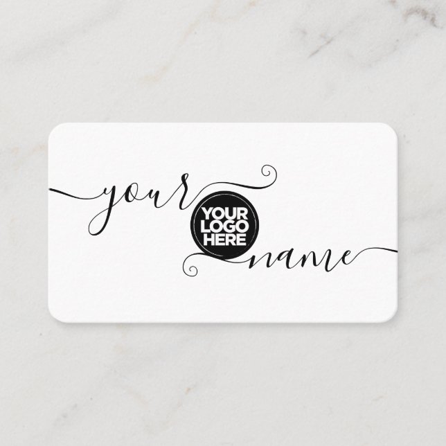 Your Logo Custom Elegant and Simple Script Business Card (Front)