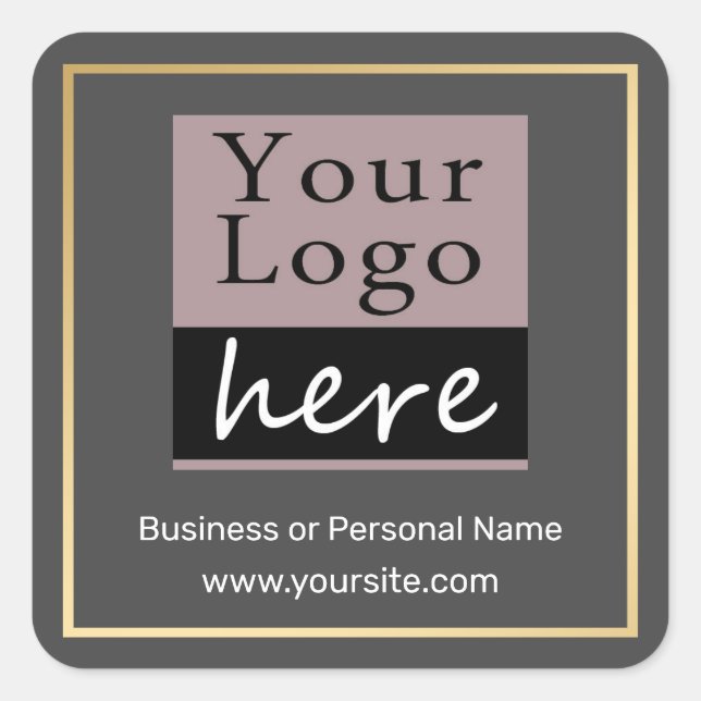 Your Logo Custom Faux Gold Border Square Sticker (Front)