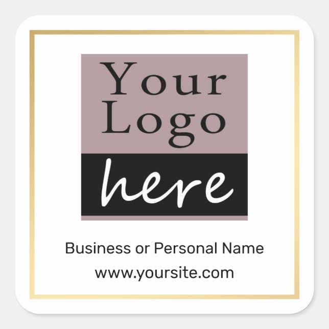 Your Logo Custom Faux Gold Border Square Sticker (Front)