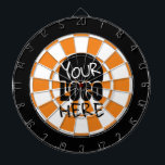Your Logo Custom Orange and White Dart Board<br><div class="desc">Custom Your logo here dartboard with custom center logo upload option. Upload a file with no white background for best look on background.</div>