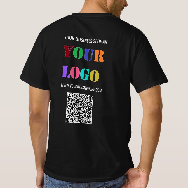 Your Logo Custom Text and QR Code Business T-Shirt (Back)