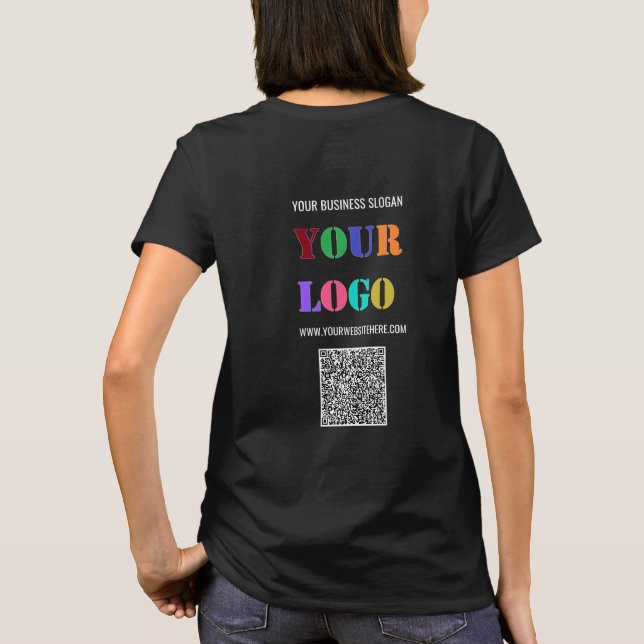 Your Logo Custom Text Business T-Shirt and QR Code (Back)