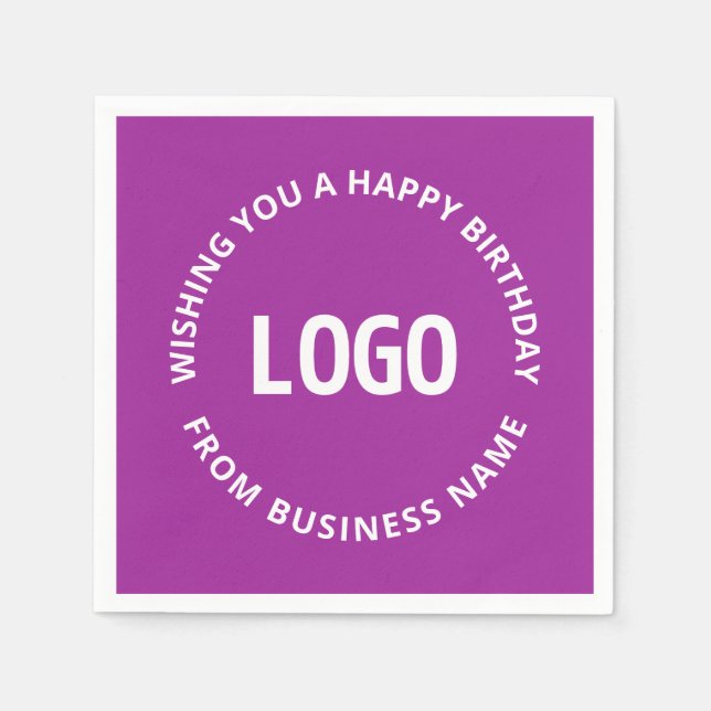 Your Logo & Custom Text | Happy Birthday From… Napkins (Front)